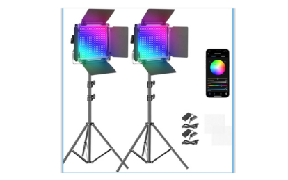 Neewer 2 Packs 660 PRO RGB LED Video Light with App Control Stand Kit, 360° Full Color
